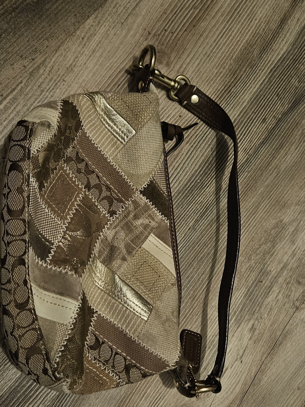 Coach Patchwork Hobo Bag in Neutral Tan and Brown